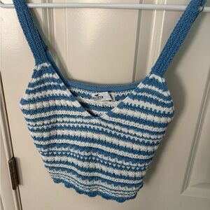 Hollister Blue and White Striped Tank Top